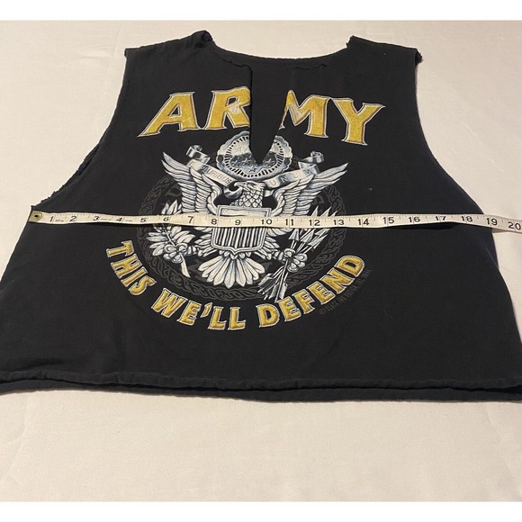 Vtg. U.S. ARMY T-Shirt custom Size S/M This We'll Defend 2004 Black Ink Design - Picture 6 of 10